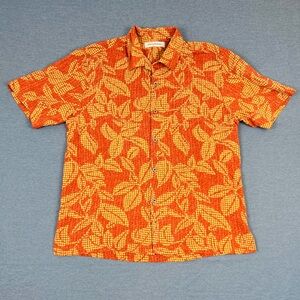 Tommy Bahama Orange and Yellow Leaf Print Shirt